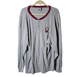 Disney Snow White Pajama Top Thermal Gray Long Sleeve Warm Cozy Button Comfy